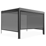 Pergola bioclimatique adoss�e et motoris�e �clair�e 3x4m et 3 stores (2 stores 260 x 232 m et 1 store ...