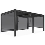 Pergola bioclimatique autoport�e 3 x 6 m et 4 stores gris - oviala