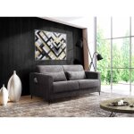 Owen - canap� 3 places convertible express couchage quotidien 140 cm matelas 12 cm en velours c�tel� ...