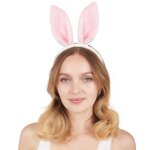 Serre - tte - ptit clown - oreilles de lapin - rose et blanc - taille unique adulte