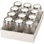 Pack de 12 salieres inox 18% et verre - dimensions 10 x 4 cm - contenance 0075 l