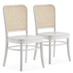 Pack de 2 chaises vesta couleur blanc bois massif et rotin naturel