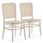 Pack de 2 chaises vesta couleur blanc - chêne bois massif et rotin naturel Pack de 2 chaises vesta couleur blanc - chêne bois massif et rotin naturel