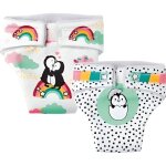 Pack 2 couches en tissu doux pour poupon et poupee 28 - 35 cm motifs pingouin - fermeture scratch - accessoire ...