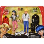 Pack 2 figurines - bandai - miraculous - marinette et adrien avec 2 tenues ladybug chat noir accessoires ...