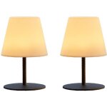 Pack de 2 lampes de table sans fil - lumisky - twins - h16 cm - pied en acier gris - led blanc chaud ...