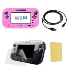 Pack 3 en 1 nintendo wii u gamepad : housse silicone rose - chargeur usb 3. 0 - protection cran