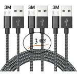 [pack de 3]c�ble micro usb 3mmicro c�ble chargeur usbpour samsung galaxy s7 edge s6 s5 s4 s3 note 5wikoasushua ...