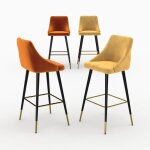 Pack 4 chaises de bar en velours orange et jaune 78 cm - aristote - rendez - vous d�co