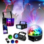 Pack de 4 jeux de lumi�re party astro stroboscope derby miniwave - soir�e - salle des f�tes - anniversaire ...