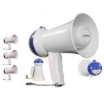 Pack 4 mgaphones party - megacup party light sound - blanc - animation - sport - manifestation