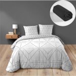 Pack 4 pièces housse de couette 260 x 240 cm etna + 2 taies + drap housse 160 noir Pack 4 pièces housse de couette 260 x 240 cm etna + 2 taies + drap housse 160 noir