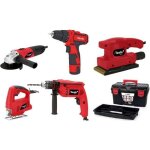 Pack 5 outils meuleuse 500w perceuse 500w visseuse 12v scie sauteuse 350w ponceuse 135w + boite  outils ...
