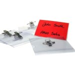 Pack de badges - pavo - 55 x 86 mm - transparent - pingle et pince - 50 pices