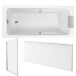 Pack baignoire droite 180 x 80 jacob delafon od�on up + pare bain 1 volet chrom� + tablier en niche + ...