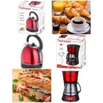 Pack bouilloire 1l7 2200w inox rouge + cafeti�re inox programmable 1l5 rouge 1000w
