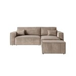 Pack - clarisse - canap dangle convertible rversible avec pouf en velours ctel - taupe