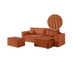 Pack - clarisse - canapé dangle convertible réversible avec pouf en velours côtelé - terracotta Pack - clarisse - canapé dangle convertible réversible avec pouf en velours côtelé - terracotta