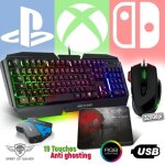 Pack clavier pro - k5 - spirit of gamer - clavier m�canique azerty - souris rgb - tapis anti - d�rapant ...