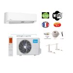 Pack climatiseur rversible mono - split midea arum a + + 2600w 26m2 + kit 3m de pose complet wifi integre ...