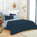 Pack complet 6 pièces marine / bleu ciel réversible housse de couette pour lit 180 x 200 cm king size ... Pack complet 6 pièces marine / bleu ciel réversible housse de couette pour lit 180 x 200 cm king size ...