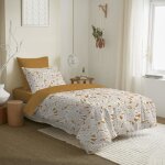 Pack complet housse de couette rversible pour lit 90 x 190 cm agathe moutarde