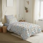 Pack complet housse de couette rversible pour lit 90 x 190 cm tanya cyan