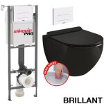 Pack complet wc - wirquin pro - initio - cuvette noir brillant - plaque blanche - sans bride