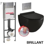 Pack complet wc - wirquin pro - initio - cuvette noir brillant - sans bride - abattant ultrafin