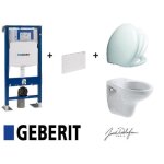Pack complet wc suspendu - geberit - brive - abattant siamp vallauris - plaque delta blanche - autopartant ...