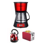 Pack dejeuner cafetire machine  caf programmable inox rouge 1. 5l 1000w + grille - pain inox rouge ...