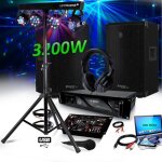 Pack dj sono ibiza sound 3200w disco12 set enceintes + ampl + table de mixage usb + casque + cables + ...