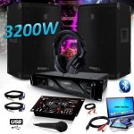 Pack dj sono set 3200w enceintes ibiza disco12 + amplificateur mydj 2000w + table de mixage dj21 usb ...