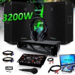 Pack dj sono set 3200w enceintes ibiza sound disco12 + amplificateur mydj 2000w + table de mixage dj21 ...