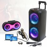 Pack enceinte karaoke usb bluetooth portable sur batterie ibiza venus600 600w - 2 micros - 1 mini enceinte ...