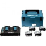 Pack nergie makita - 4 batteries (4ah) + 1 chargeur double en coffret makpac - 18v li - ion