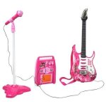 Pack guitare �lectrique enfant + microphone + amplificateur rose