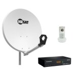Pack hdsat parabole satellite acier 60cm avec support lnb + lnb single + d�codeur satellite hd tnts