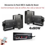 Pack hifi ampli party pls1250usb - rc tuner usb bluetooth - tlcommande - 4 enceintes e audio 80w - ...