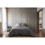 Pack housse de couette 240 x 220 cm bambou de satin 120 fils salom� + drap housse 140 x 190 cm anthracite ...