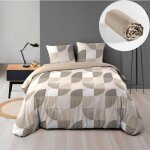 Pack housse de couette 240 x 220 cm en flanelle ambroise + dh 140x190 beige Pack housse de couette 240 x 220 cm en flanelle ambroise + dh 140x190 beige