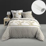 Pack housse de couette 260 x 240 cm percale 78 fils melisse + dh 160x200 cm blanc