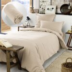 Pack housse de couette chaude en flanelle 140 x 200 cm + drap housse 90x190 candice beige Pack housse de couette chaude en flanelle 140 x 200 cm + drap housse 90x190 candice beige