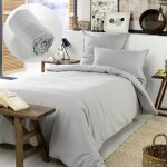 Pack housse de couette chaude en flanelle 140 x 200 cm + drap housse 90x190 gris clair Pack housse de couette chaude en flanelle 140 x 200 cm + drap housse 90x190 gris clair
