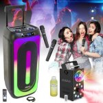 Pack karaok� mooving sound - enceinte bluetooth portable 1000w usb sd 2 micros - machine fum�e led foggy ...
