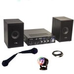 Pack karaoke - star2mkii enfant - 2 enceintes 2 micros 1 ampli bluetooth usb sd 100w - jeu lumire astro ...