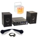 Pack karaoke - star2mkii enfant - 2 enceintes 2 micros 1 ampli bluetooth usb sd 100w - jeu lumi�re derby ...