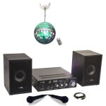 Pack karaoke - star2mkii enfant - bluetooth usb sd 100w 2 enceintes 2 micros 1 ampli - boule disco led ...