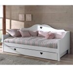 Pack - lit banc enfant sommier & tiroir amori 90x200cm blanc