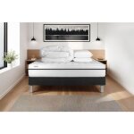 Pack lit complet 180x200 cm - matelas + sommier noir (en kit) + 2 oreillers + couette - vital spa noir ...